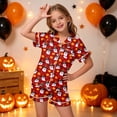 thumbnail image 2 of 10-11 Years Tween Girl Set Halloween Short Sleeve Shorts Sleep Girls Summer Pjs Girls Matching Pajama Sets, 2 of 5