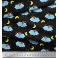thumbnail image 3 of Soimoi Black Cotton Voile Fabric Star,Cloud & Sleepy Girl Printed Craft Fabric by the Yard 42 Inch Wide, 3 of 3