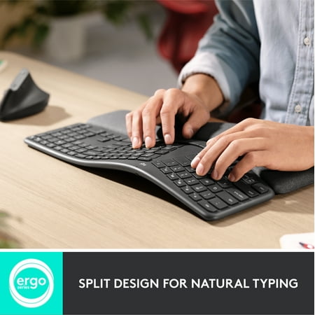 Logitech - ERGO K860 Ergonomic Full-size Wireless Keyboard for Windows and Mac with Palm Rest - Black