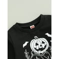 thumbnail image 5 of Toddler Boy Halloween Outfits Pumpkin Print Long Sleeve Crew Neck Sweatshirt + Elastic Waist Pants Fall Clothes Set, 5 of 9