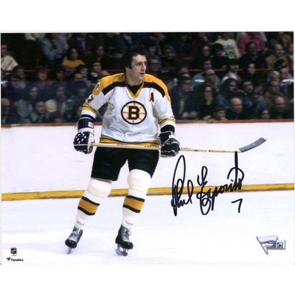 Phil Esposito Boston Bruins Autographed 8" x 10" White Jersey Skating Horizontal Photograph - Fanatics Authentic Certified