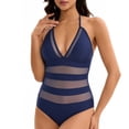 thumbnail image 5 of WAYUTE Womens One Piece Swimsuits Mesh Rash Guard Slim Fit Deep V Neck Sheer Trendy Tummy Control Solid Color Swimwear, 5 of 6