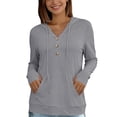 thumbnail image 6 of ClodeEU Women's UPF Sun Protection Hoodie Quick Dry Athletic Shirt for Fitness ,Long Sleeve Henley Sports Blouse Gray,Womens Plus L, 6 of 7