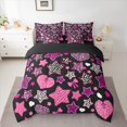 thumbnail image 2 of Homewish Boys Girls Love Heart Print Bedding Comforter Set 7-Piece,Animal Zebra Leopard Print King Bedding Sets,Kawaii Pink Bow Ultra Soft Bed Sheets,Ultra Soft Home Decor,Reversible, 2 of 8