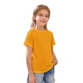 thumbnail image 4 of Abcomgle Girls Shirts 10-12 Crewneck Slim Fit Toddler Girls T-Shirts Short Sleeve Toddler T-Shirt Summer Solid Cotton Tops,Yellow,12-13Years, 4 of 5