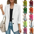 thumbnail image 1 of Blazers pour Femmes Ouvert devant Manches Longues Bureau Col à Revers Boutons Veste Costume Blanc TTTG, 1 of 5