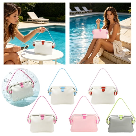 jiaxiM Popular Outdoor Waterproof Silicone Tote Bag,Floating Silicone Pool Beach Crossbody Tote, Reusable Travel Handbag
