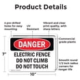 thumbnail image 2 of (2 Pack) Electric Fence Do Not Climb Do Not Touch OSHA Danger Sign 10 Inch X 7 Inch Plastic Sign, Weather Resistant, UV Protected for Workplace, Business, and Construction Site, Made in, 2 of 8