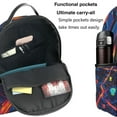 thumbnail image 5 of Lsque Neon City Map Pattern Backpack – School Travel Canvas Daypack with Ergonomic Padded Straps, Multiple Compartments & Leather Handle, 5 of 5