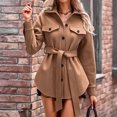 thumbnail image 5 of Lilgiuy Women Solid Color Casual Long Sleeve Loose Lapel Cardigan Jacket Coat With Belt Winter Dresses for 2022, 5 of 5