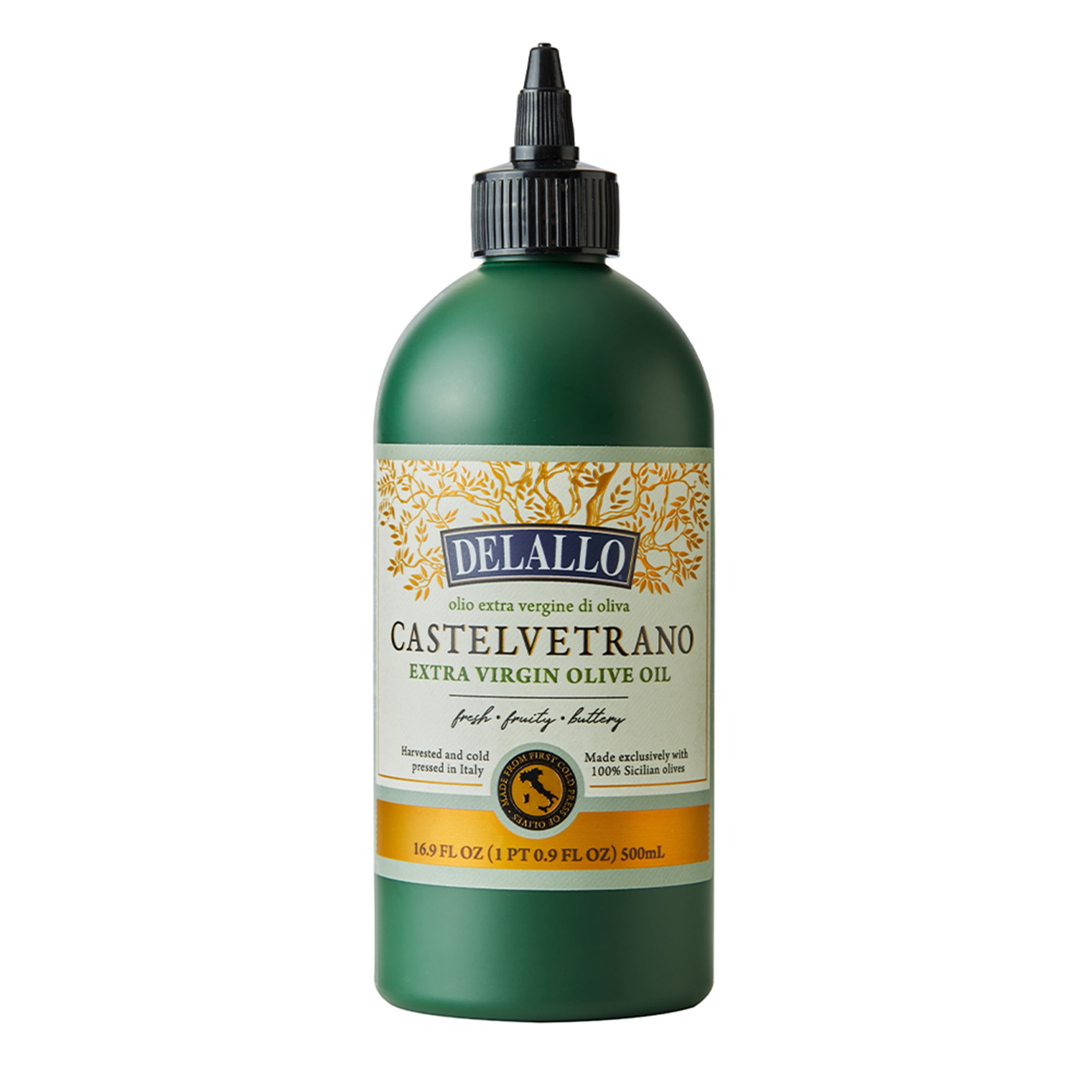 DeLallo Castelvetrano Extra Virgin Olive Oil, Made in Italy, All Natural, 16.9 oz Bottle, (3 Pack)