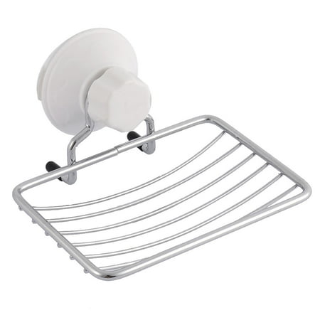 Bathroom Cup Dispensers - Unique Bargains Bathroom Metal Wall Mounted Suction Cup Soap Rack Holder Dispenser Silver Tone