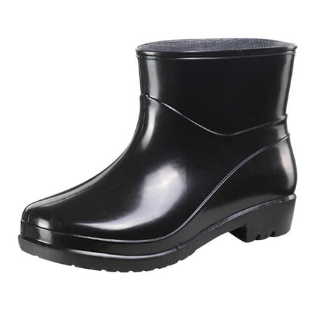 

Black Boots for Women Short Rain Boots For Womens Ankle Waterproof Rainboot Slip On Garden Boot Rubber Shoes Rain shoes for Women PVC Black