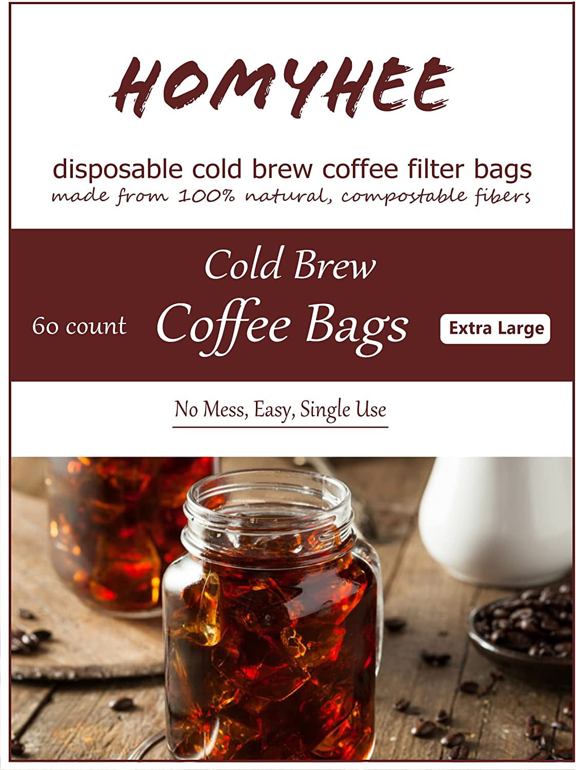 8'' x 12'' Tea in Mason Jar Iced Coffee Maker Disposable Cold Brew Coffee Filters French/Cold Press Kit 80 Count Single Use Filter Sock Packs Durable Fine Mesh Brewing Bags for Concentrate 