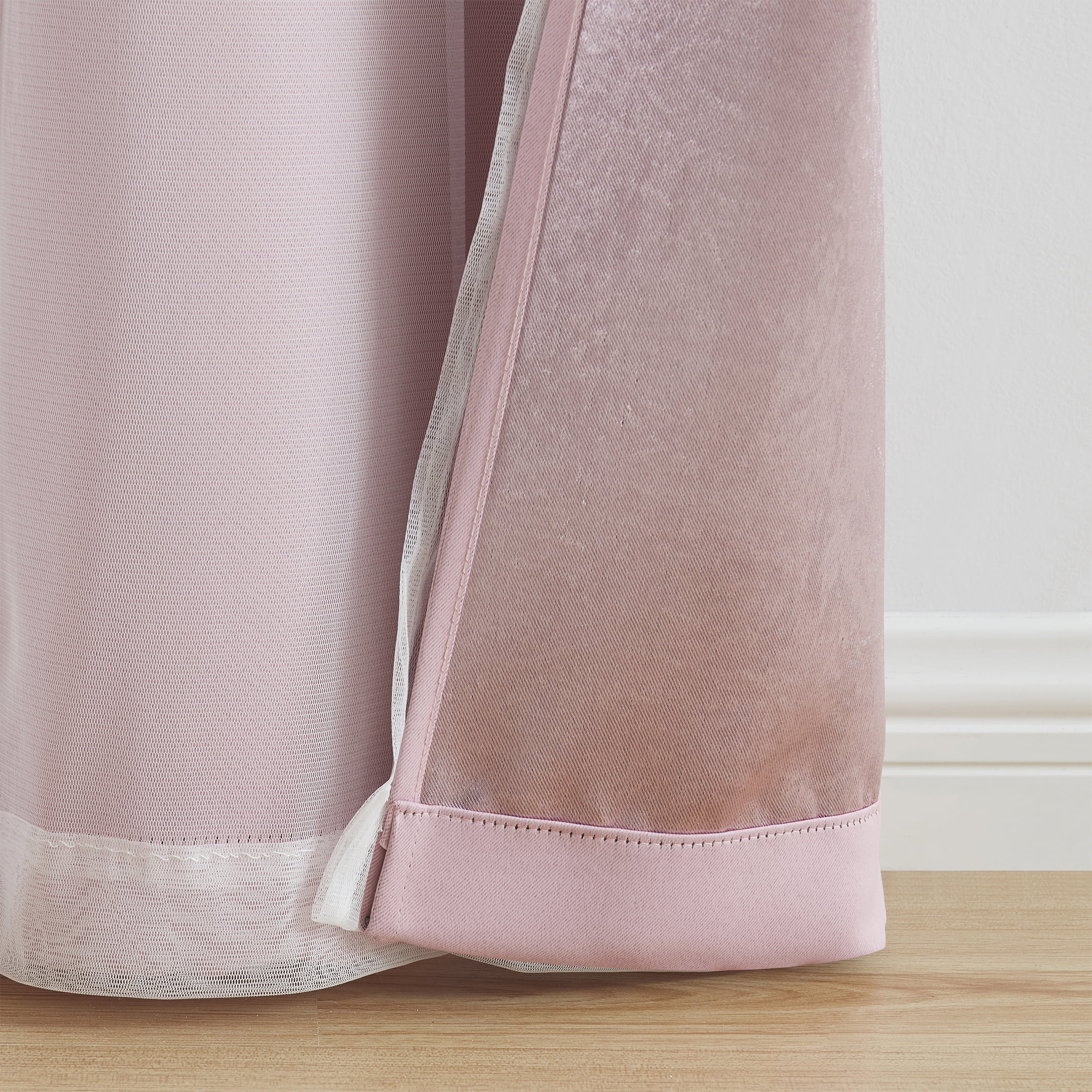 Your Zone Blackout Curtain Panel with Sheer Overlay, 1 Panel, Pink, 37" W x 95" L