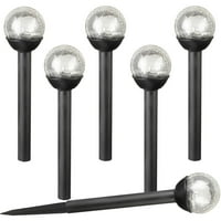 SOLAscape Crackle Glass Globe White LED Solar Path Lights, Black, Set of 6