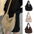 thumbnail image 2 of Women Shoulder Bag Twist Pattern Crochet Solid Color Large Capacity Shopping Bag Tote Bag for Travel, 2 of 10