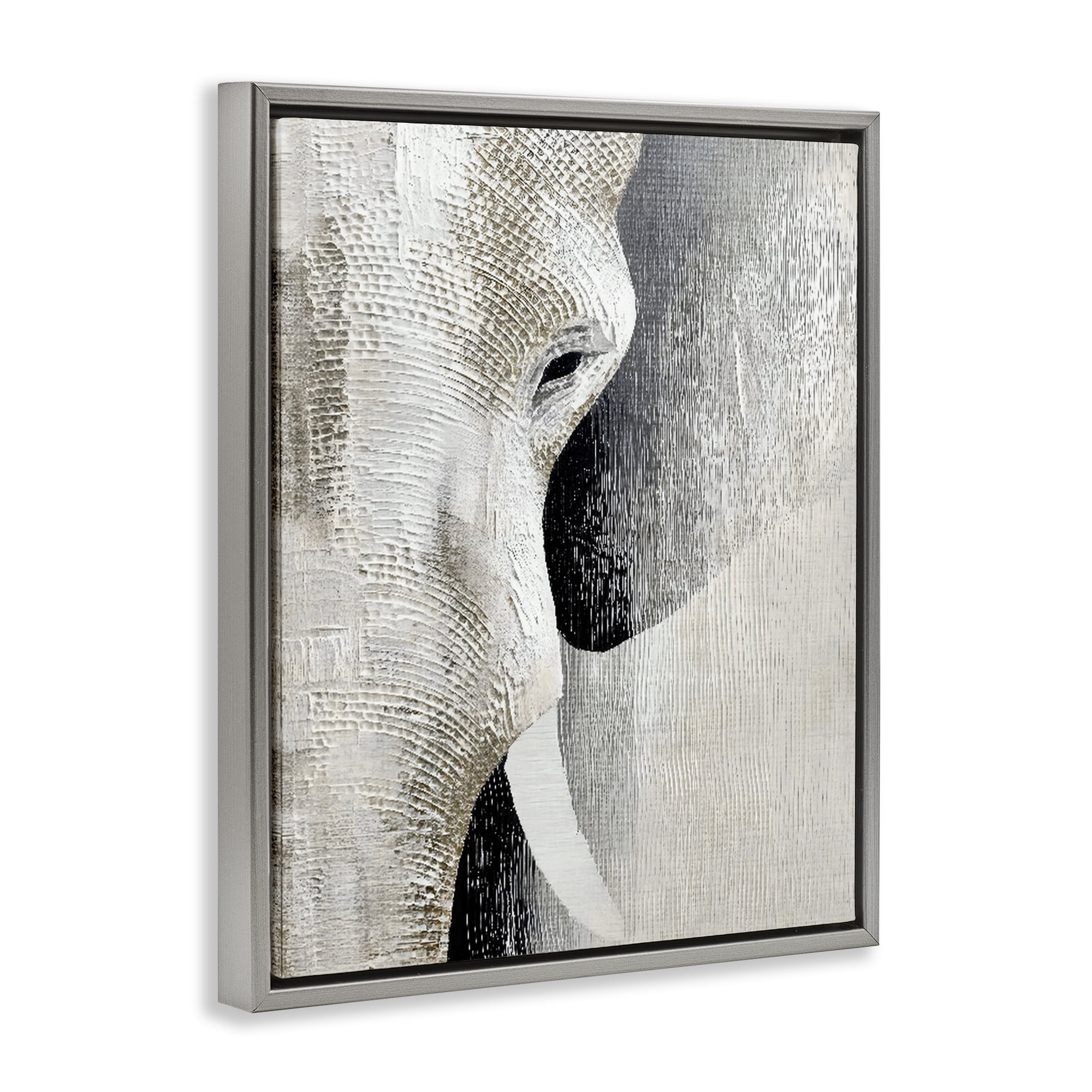 Stupell Industries Faux Textured Elephant Gray Framed Floater Canvas Wall Art, design by LSR Design Studio