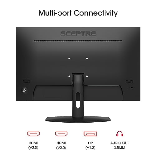Sceptre New 24-inch Gaming Monitor 100Hz 1ms DisplayPort HDMI x2 100% sRGB AMD FreeSync Build-in Speakers, Eye Care Frameless Machine Black 2024 (E248W-FW100T)
