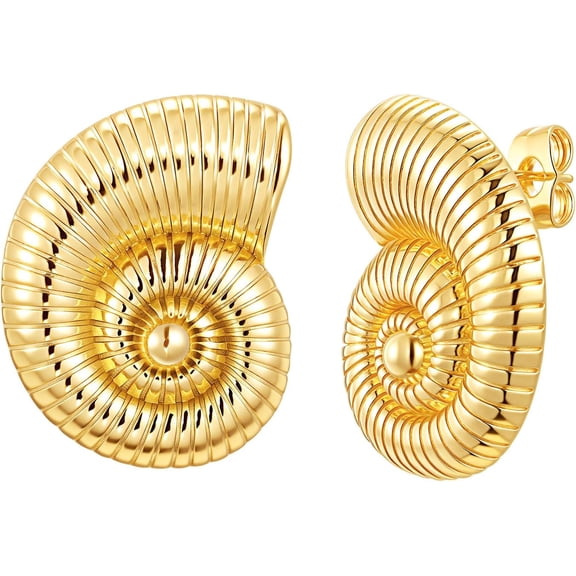 Womens Gold Studs Earrings, 14K Gold Plated Personality Big Stud Earring,Stainless Steel Hypoallergenic Ear Rings Trendy Jewelry,Christmas Birthday Gifts for Her Girlfriend Sister