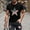 Black, variant on Gifts Fourth of July Men's Independence Day USA Flag Print Short Sleeve Round Neck T-Shirt Lightweight Cotton Breathable Casual Tee for BBQ Celebration Patriotic