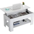 thumbnail image 1 of FDW Table Basse Blanche de 39,4 Pouces à Plateau Relevable, Compartiment Caché et Tablette de Rangement pour Salon, Bureau Ou Aire de Réception, 1 of 7