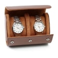 thumbnail image 2 of Portable Brown Leather Watch Storage Case for 2 Mechanical Watches - Dustproof Travel Watch Pouch with Protective Design, Ideal for Daily Use and Home Organization, Durable High-Grade Material Watch, 2 of 6
