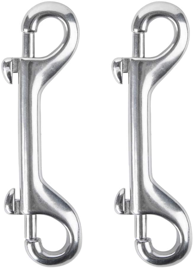 2-Pack 3-1/2 In 316 Stainless Steel Marine Grade Double Ended Bolt Snap Hook