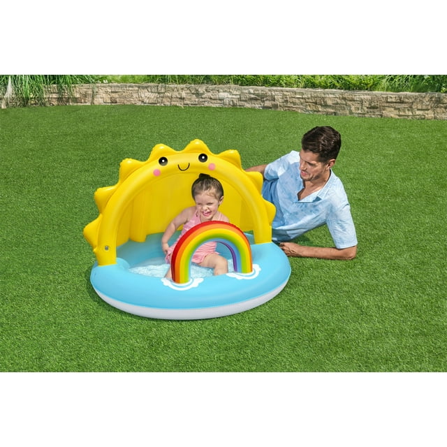 Play Day Sun Shaded Round Inflatable Baby Pool 39" x 29"