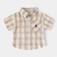 thumbnail image 2 of NIEWTR Boys Vibrant Plaid Short Sleeve Button Up Shirt Breathable Summer Tops for Play & Outings(Yellow,5-6 Years), 2 of 9