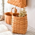 thumbnail image 3 of hanging wicker basket Hand-Woven Wood Storage Basket Portable Wall Hanging Flower Basket Organizer Fruit Vegetable Rattan Box Home Decoration Height 6.1in, 3 of 9