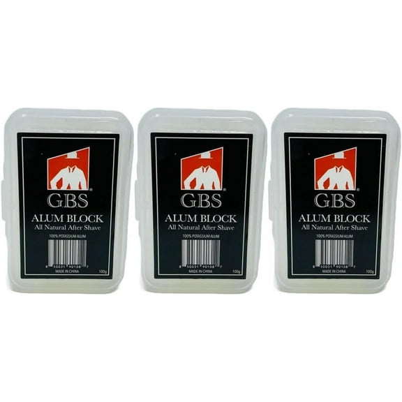 GBS 3 Pack of Premium Alum blocks 80G - Soothing Aftershave Astringent to Close Pores - Alum Stone Helps Stop Bleeding from Nicks and Cuts