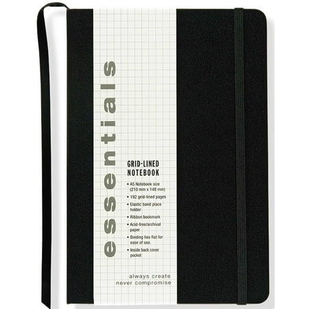 Essentials Lg Black Grid-Line Ntbk (Hardcover)