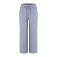 thumbnail image 4 of EDFBUYKRS Female Women Pants Casual Wide Leg Sweatpants Women Tall 34 Inseam Women Linen Casual Pants Summer Wide Leg Loose Drawstring High Waist Wide Leg Pants with Pockets Xxl, 4 of 4