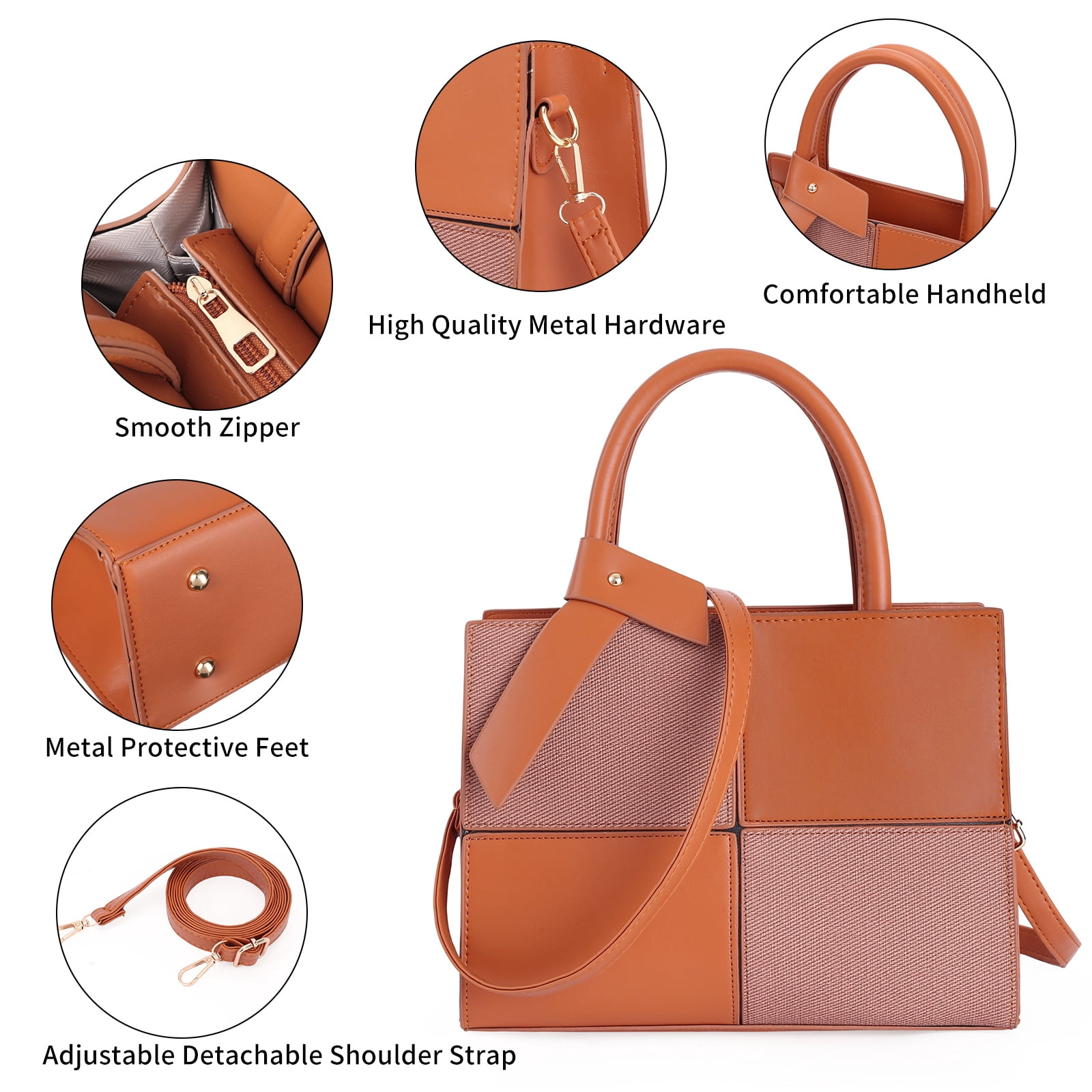 SENDEFN Women Fashion Handbags Tote Bags PU Leather Shoulder Bags Top Handle Satchel Purse Set 3pcs