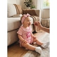 thumbnail image 3 of BemeyourBBs Newborn Baby Girls Little Sister Outfit Waffle Knit Ruffle Romper Little Sis Letter Embroidery Short Sleeve Infant Bodysuit Jumpsuit Headband Cute Baby Girl Summer Clothes, 3 of 9