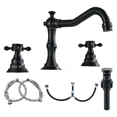 thumbnail image 3 of Oil Rubbed Bronze Bathroom Sink Faucet Widespread 3 Hole Basin Faucet With Drain, 3 of 19