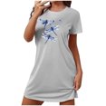 thumbnail image 1 of PEZHADA Chemises de Nuit pour Femmes Coton Doux Chemise de Nuit Courte Surdimensionnée pour Femmes Mode Imprimé Poitrine Robe de Nuit à Manches Courtes Chemises de Nuit à Manches Courtes pour Femmes, 1 of 9