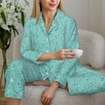 thumbnail image 6 of Fotbe Teal Turquoise Glitter Pattern Long Sleeve Pajama Set for Women,Sleepwear Set,2-piece Loungewear Set,Soft PJs Comfy Nightwear with Pockets -Large, 6 of 7