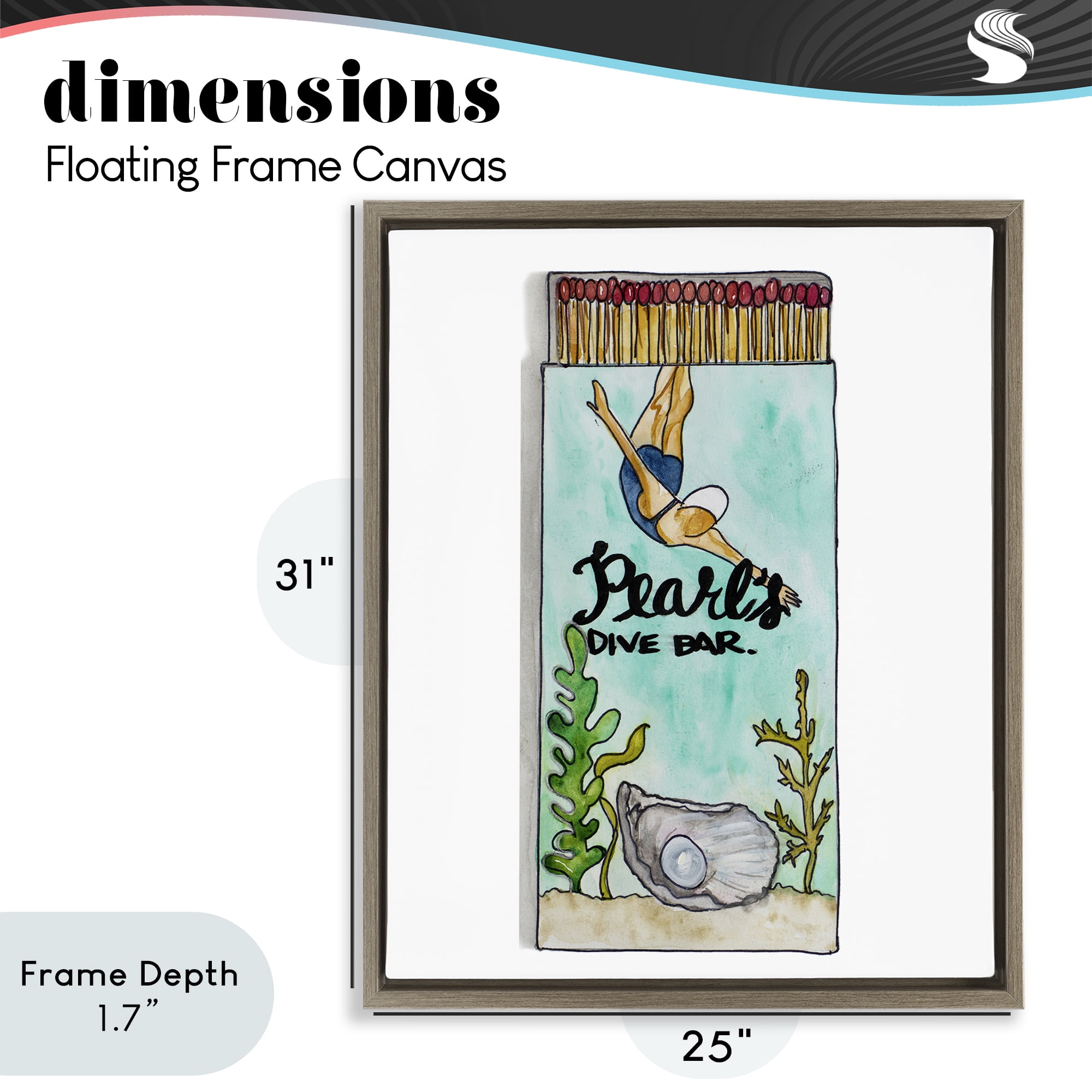 Stupell Industries Pearl Dive Matchbook Brown Framed Floater Canvas Wall Art, design by Nola James