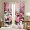 thumbnail image 2 of Manfei Rustic Pink Truck Curtains Pack of 2 (42x84 Each) for Teen, Winter Flower Floral Curtains Blackout, Merry Christmas Bedroom Curtains, Curtains and Drapes Room Decor, 2 of 6