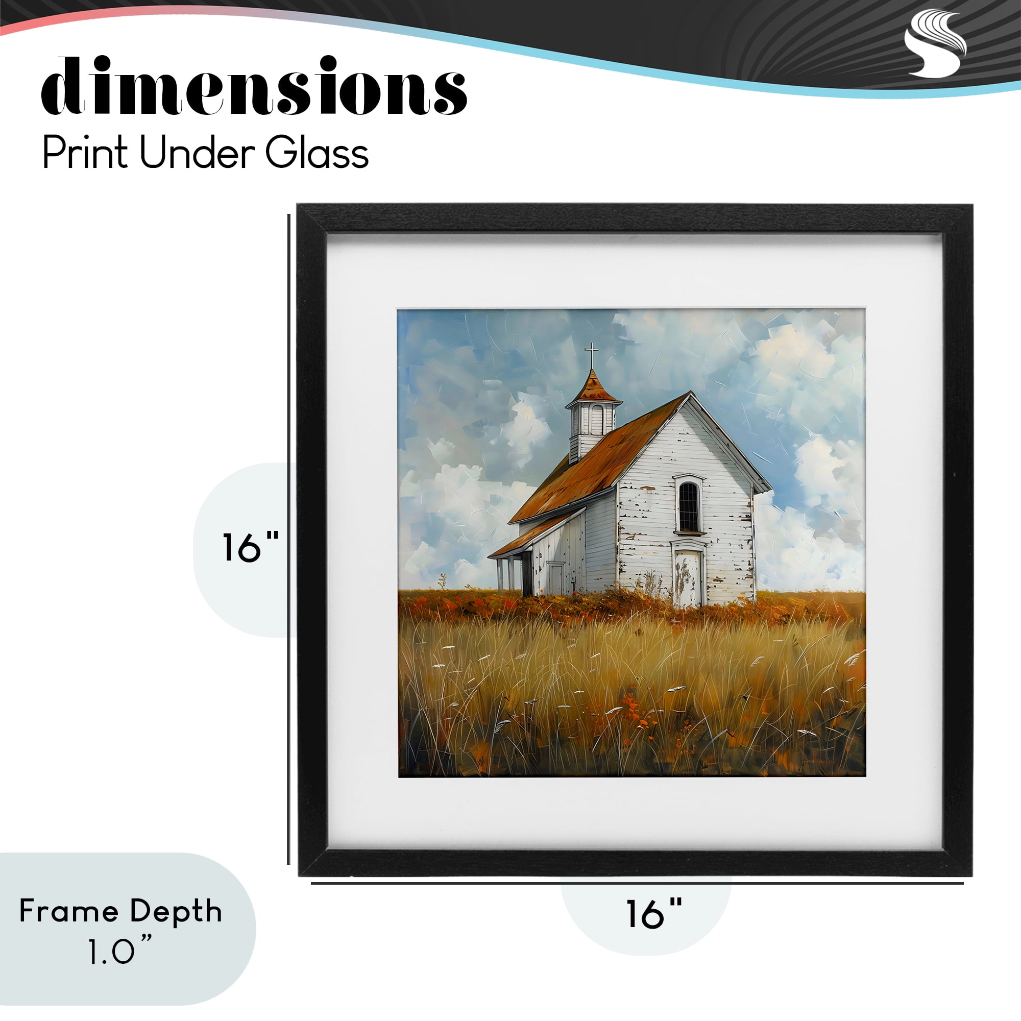 Stupell Industries Rustic Church in Field Black Framed Print Under Glass, design by Creative Studio