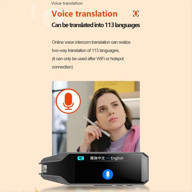 Bolígrafo Traductor de Voz Multifunción, Bolígrafo Traductor de 134 Idiomas, Bolígrafo Traductor Sin Conexión, Bolígrafo Inteligente de Diccionario Negro