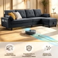 thumbnail image 6 of Pingliang Home Convertible Sectional Sofa with Storage Ottoman and Side Storage Pockets,Modern 4 Seat L Shaped Couch with 19.3" Seat Depth for Living Room Office Apartment Studio,Dark Gray, 6 of 14