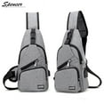 thumbnail image 2 of Spencer Men Crossbody Chest Backpack Oxford Messenger Shoulder Sling Bag Daypack with USB Charging for Travel (6.3*2.7*12.6inch, Gray), 2 of 4