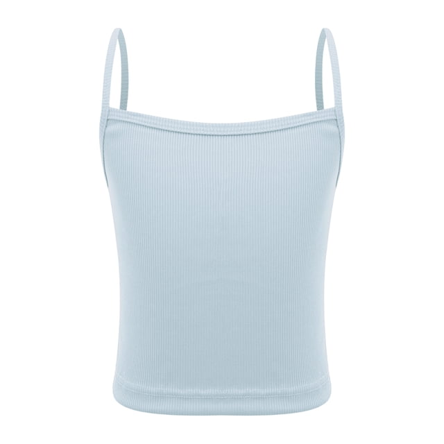 Freebily Kids Girls Ribbed Cami Vest Spaghetti Straps Dance Tank Tops Workout Gym Training Vest Undershirts Light Blue XL/大码