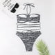 thumbnail image 4 of Conjunto de bikini de 2 piezas con tirantes cruzados en la parte delantera y corte alto para mujer, 4 of 5