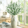 thumbnail image 2 of 8 Pcs Artificial Lavender Flowers, Plastic Fake Simulation Flower Indoor Outdoor Bridal Bouquet Wedding Home Garden Balcony Patio Floral Arrangement Decoration (White), 2 of 8