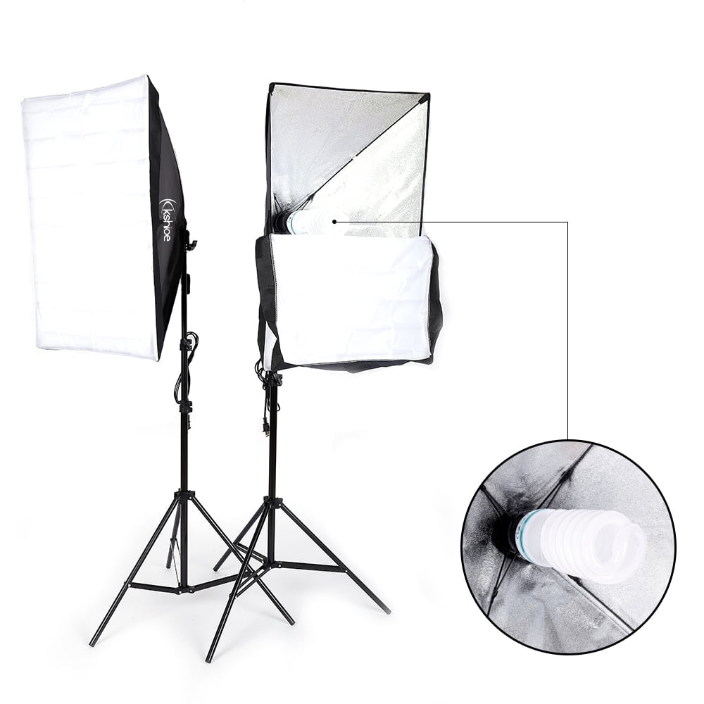 Photo Studio 2x150W Bulbs Softbox Continuous Lighting Soft Box Light Stand kit 