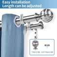 thumbnail image 2 of Urbanest Adjustable Double Curtain Rod Set Fluted Ball Flat Button Finials – 1″ Front & 3/4″ Back Rod With Brushed Steel Rod, 28–48 Inches, 2 of 6